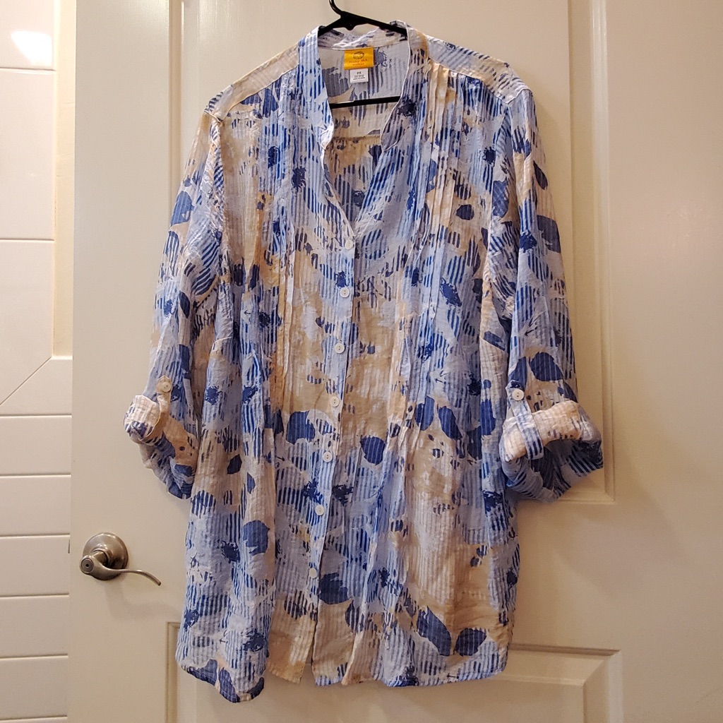 Ruby Rd. Mandarin Collar Button-Down Blouse